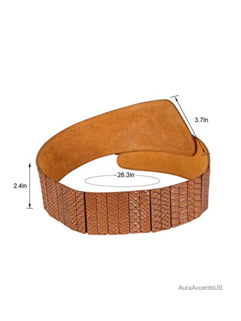 Wide Vintage Stretch Waist Belt with Gold Interlock Buckle